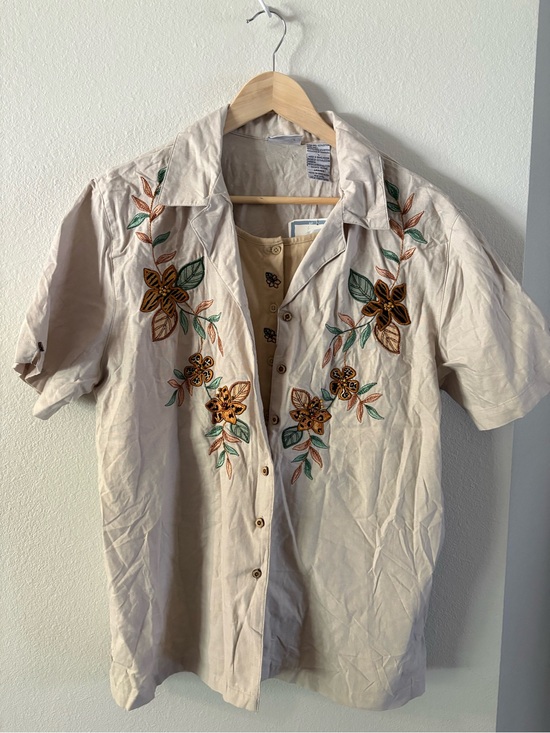 Bobbie Brooks Tops - Vintage Floral 90s Boho Embroidered Cotton mock-layer shirt Bobbie Brooks Large